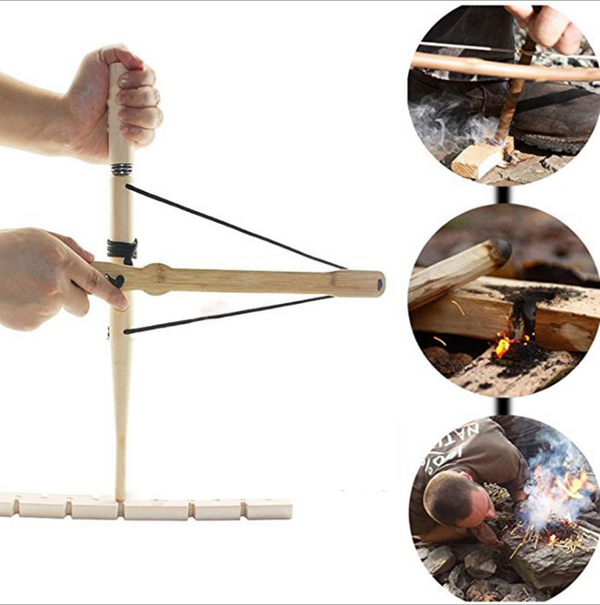 Bow Drill Kit Fire Starter Primitive Wood Survival Practice Friction Fire Tool Scout Outdoor Activity Kits Camping Tools