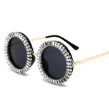 Luxury Brand Designer Round Diamond Sunglasses
