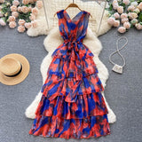 Floral Print Dress Casual Beach Long Dress