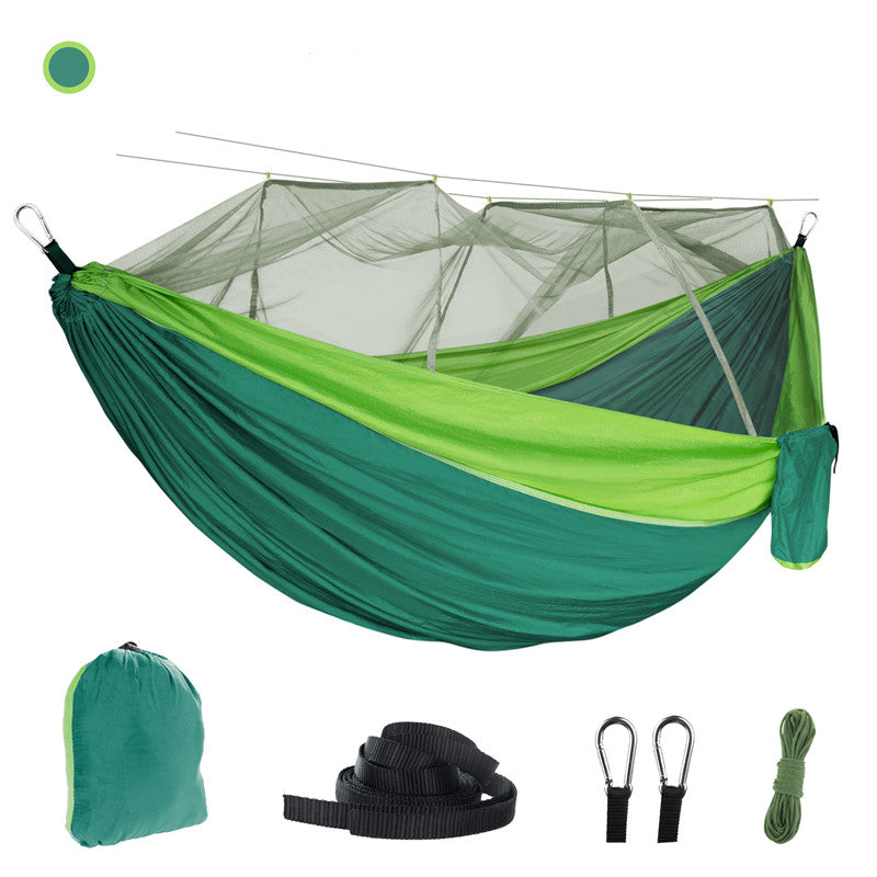 camping hammock with mosquito net 210T parachute cloth dense mesh nylon hammock