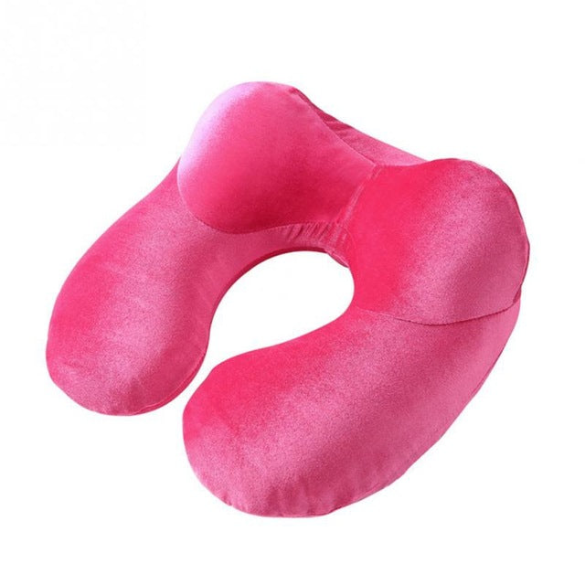 U-Shape Travel Pillow for Airplane Inflatable Neck Pillow